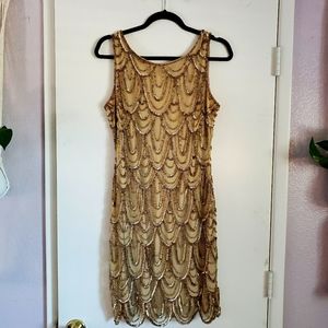 Gold bead and sequin Gatsby Dress